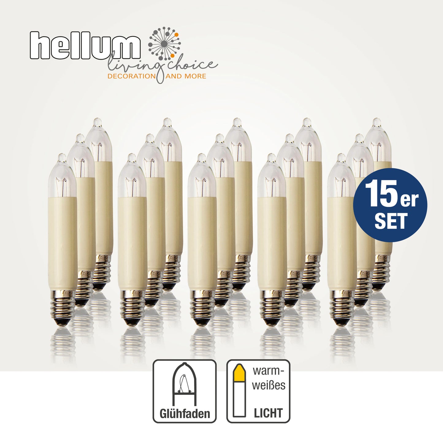 Ersatzkerzen Lichterkette 16V 3W für Lichterketten & Schwibbogen, 15 Stk Kleinschaftkerzen E10 für 15/16 Brennstellen innen & außen 151398