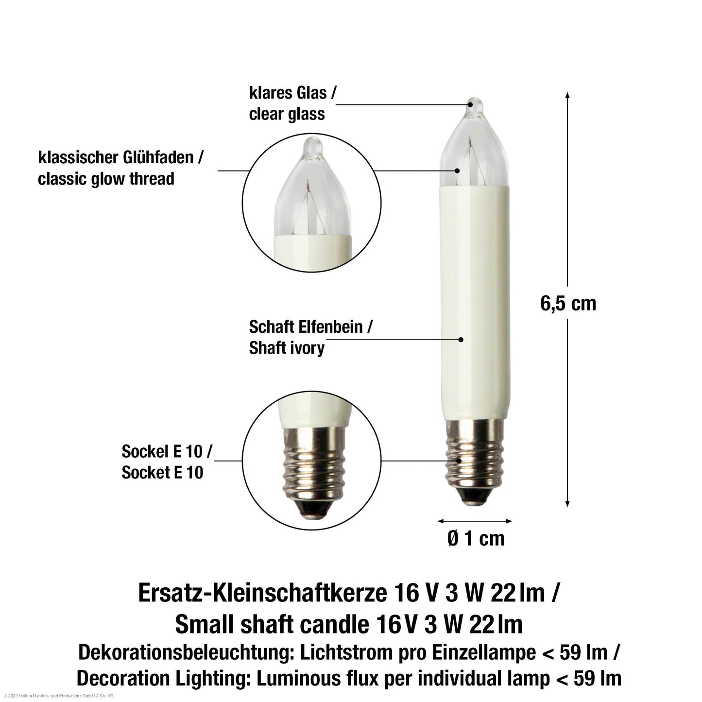 Ersatzkerzen Lichterkette 16V 3W für Lichterketten & Schwibbogen, 15 Stk Kleinschaftkerzen E10 für 15/16 Brennstellen innen & außen 151398