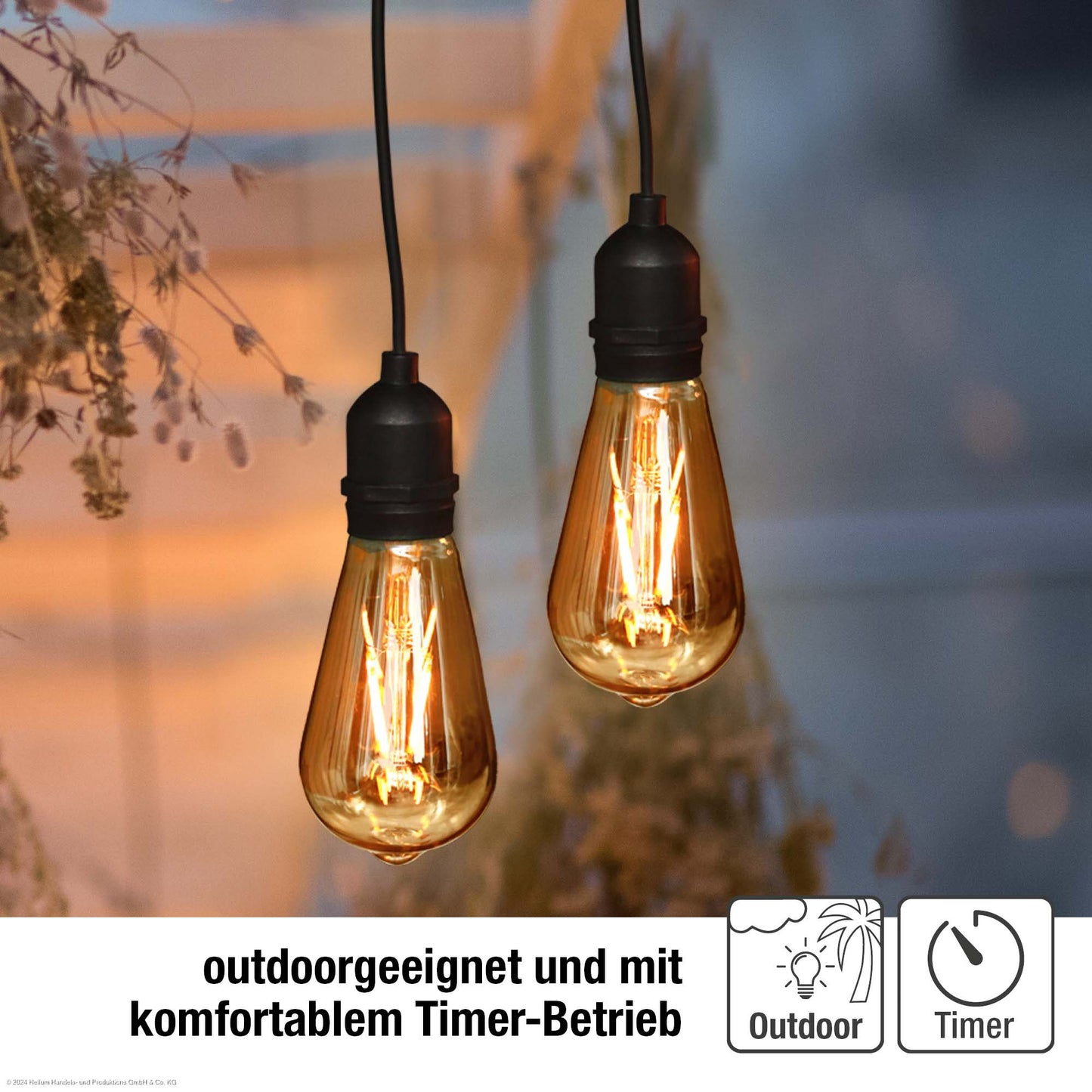 2er Set LED-Filament Vintage-Lampe,Ø6,4 * 13,8 cm,  goldfarben, mit Fernbedienung und Timer, batteriebetrieben_150407 x 2