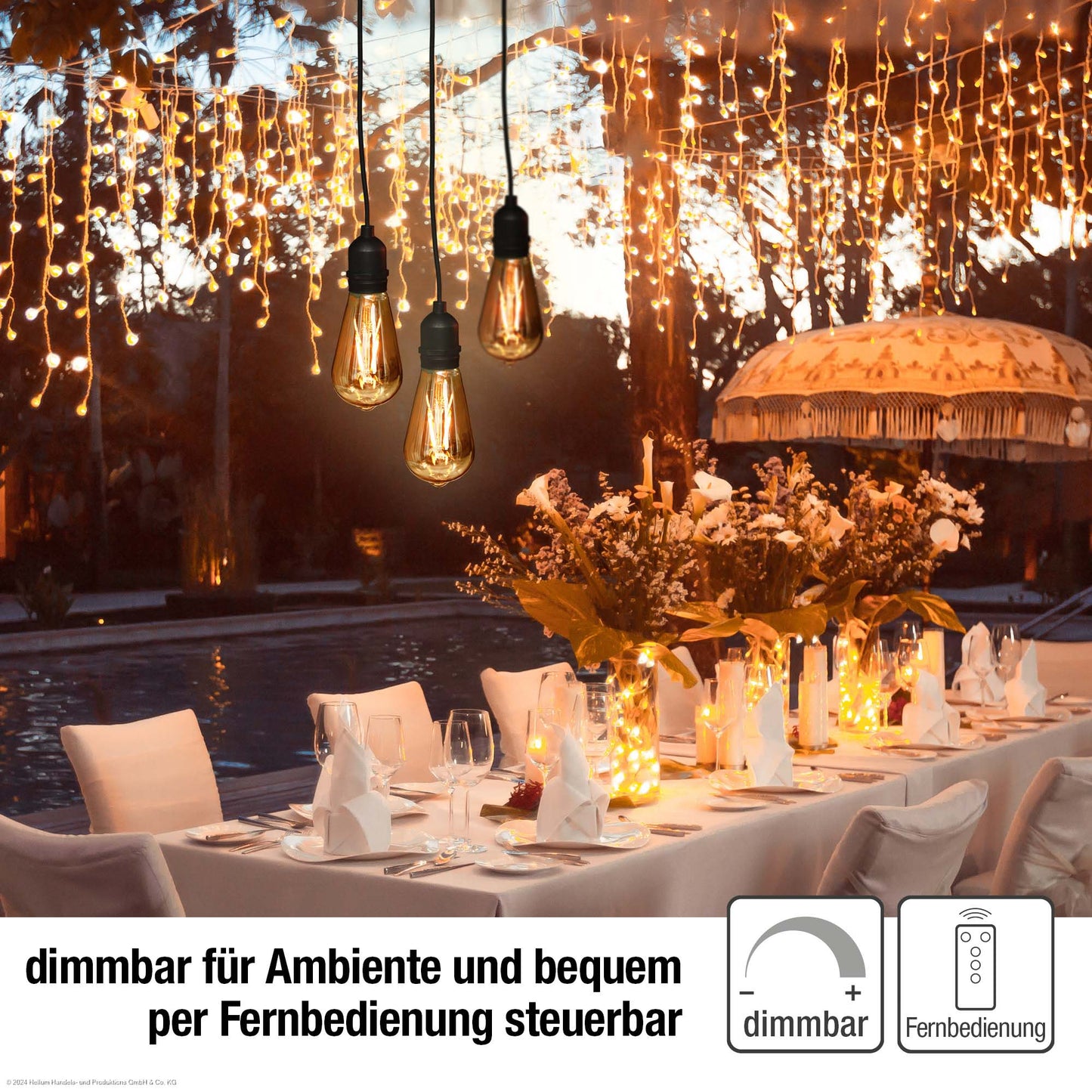 2er Set LED-Filament Vintage-Lampe,Ø6,4 * 13,8 cm,  goldfarben, mit Fernbedienung und Timer, batteriebetrieben_150407 x 2
