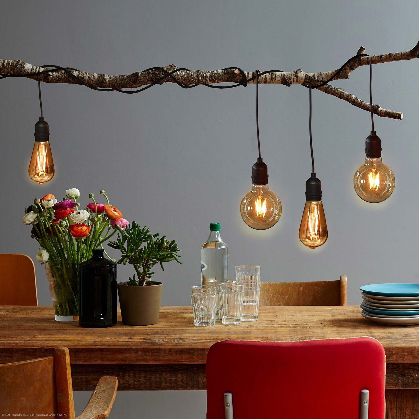 2er Set LED-Filament Vintage-Lampe,Ø6,4 * 13,8 cm,  goldfarben, mit Fernbedienung und Timer, batteriebetrieben_150407 x 2