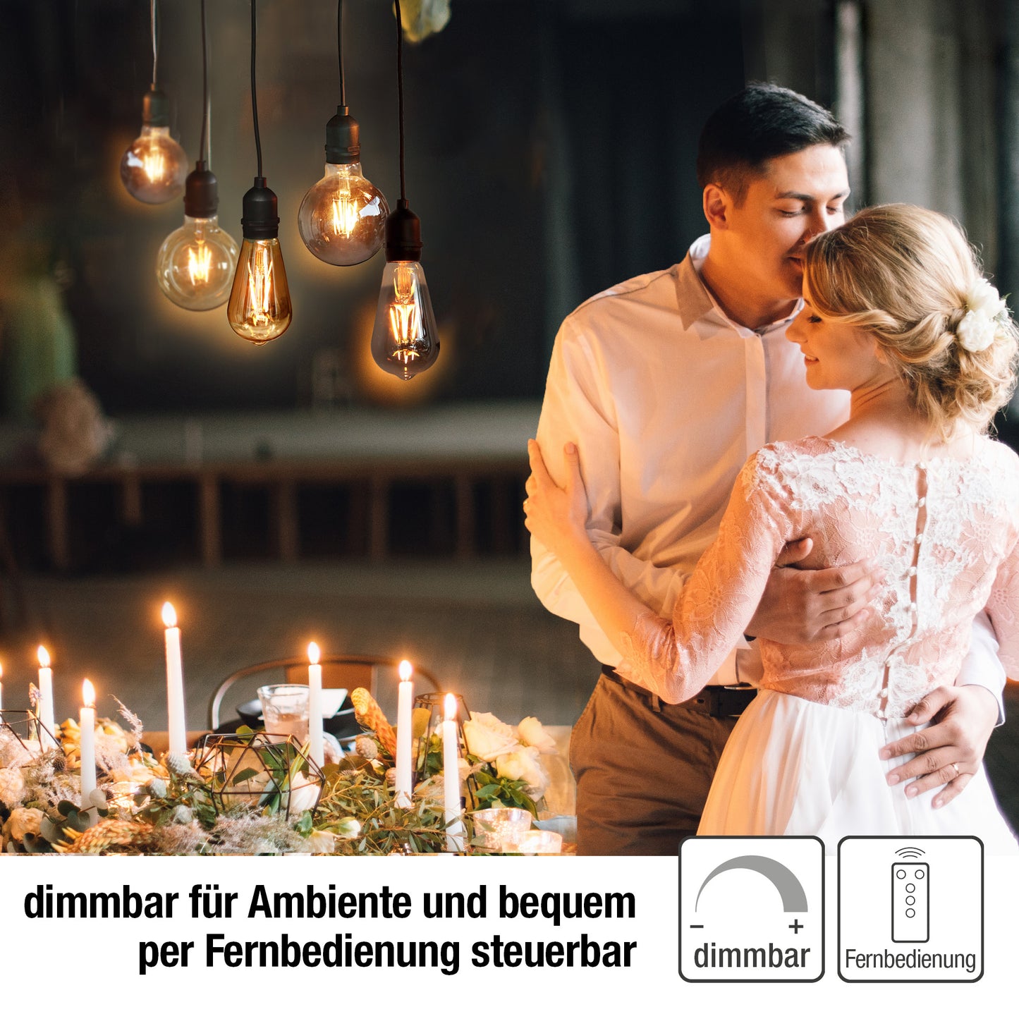 2er Set LED-Filament Vintage-Lampe,Ø9,5x13,7 cm, G95 "Smokey", mit Fernbedienung und Timer, batteriebetrieben_2er Set 150438