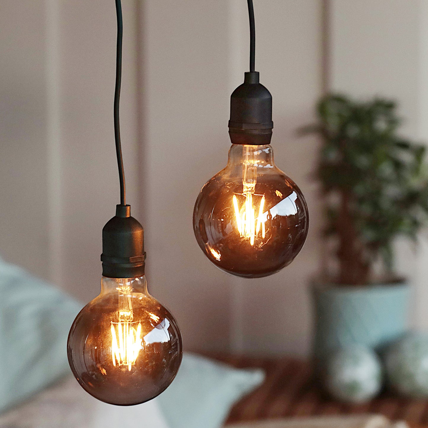 2er Set LED-Filament Vintage-Lampe,Ø9,5x13,7 cm, G95 "Smokey", mit Fernbedienung und Timer, batteriebetrieben_2er Set 150438