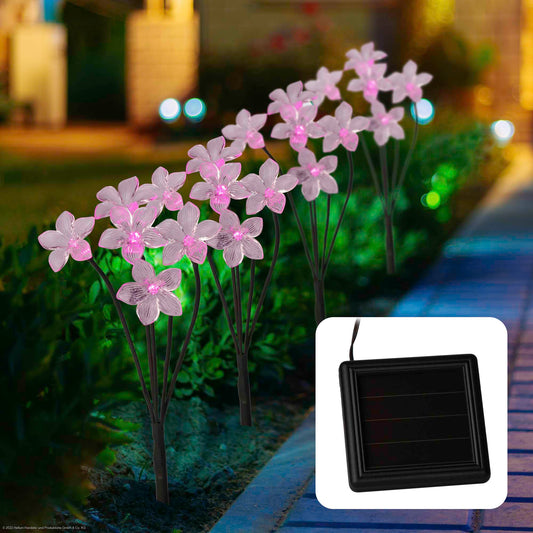 4er Set LED Solar Blumen, Solarlampen für außen mit LED Blume, Gartenlicht LED