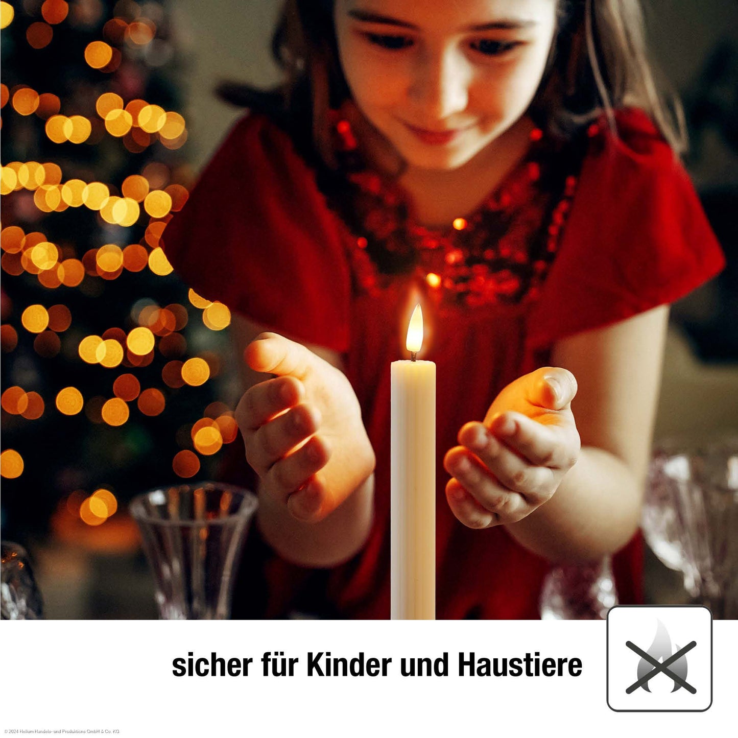 2er-Set LED-Tafelkerzen Echtwachs crèmefarben mit Flammenoptik 2AAA batteriebetrieben mit Fernbedienung, 525182