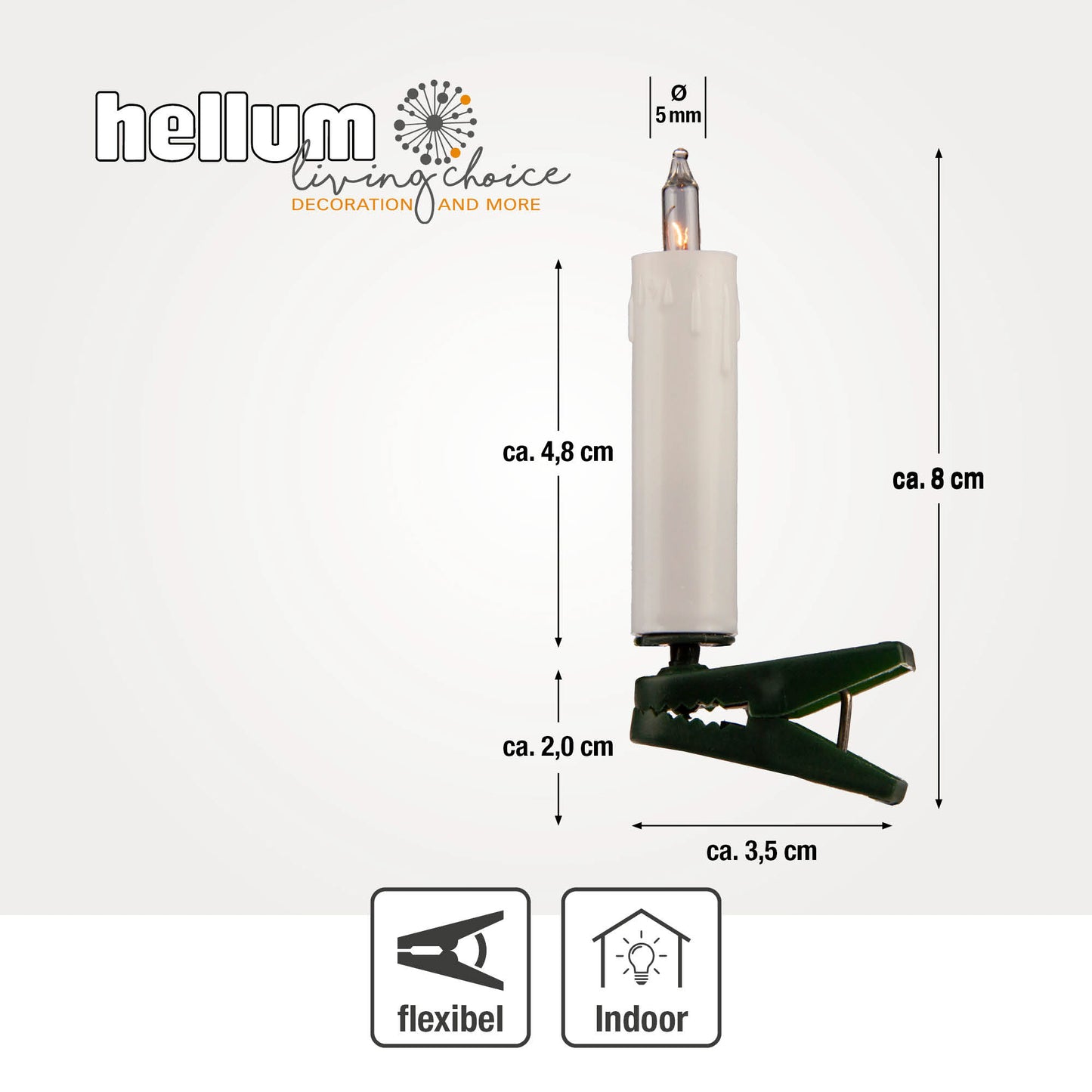 Lichterkette Mini mit 20 Schaftkerzen für innen 12,5m weiß 622010
