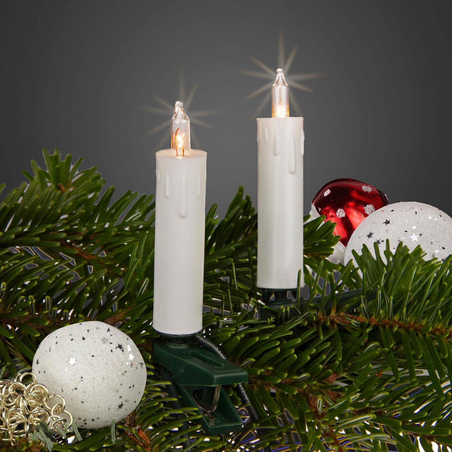 Lichterkette Mini mit 20 Schaftkerzen für innen 12,5m weiß 622010
