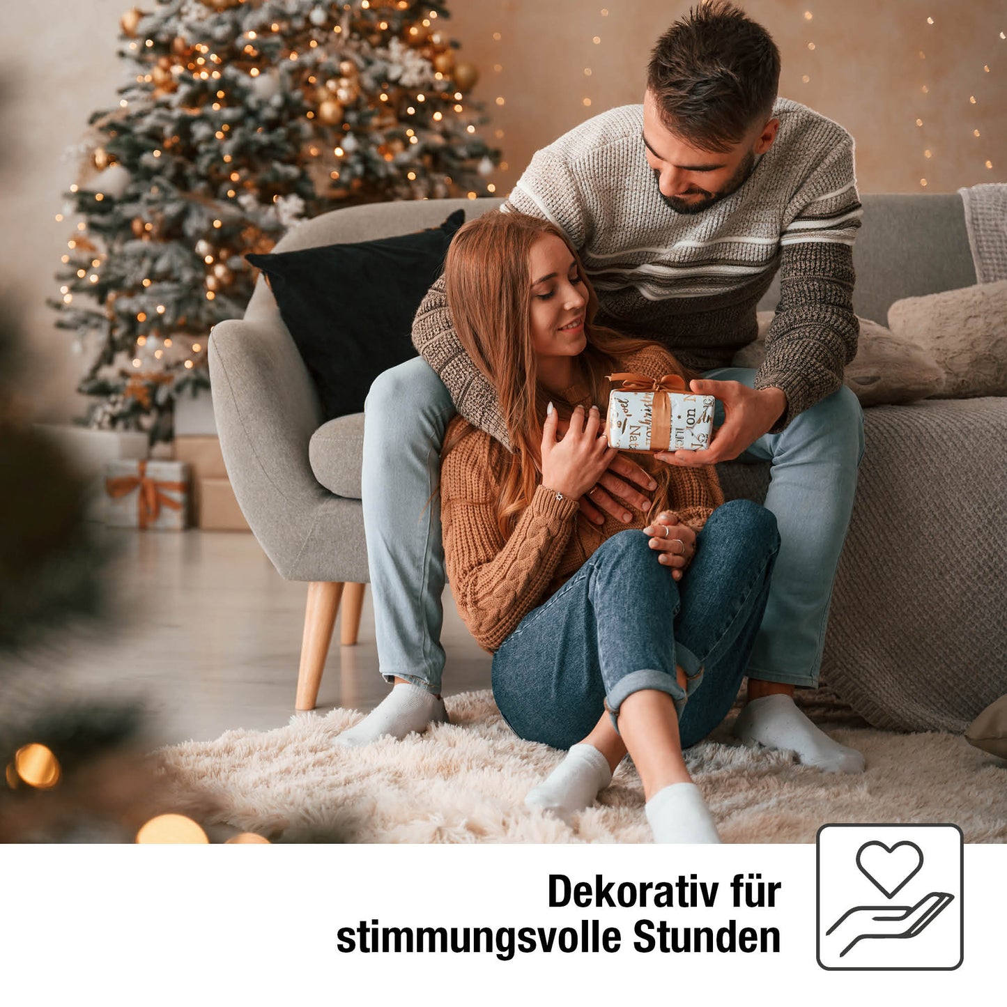 Hellum Weihnachtsbaum Lichterkette Innen – 15 elfenbeinfarbene Kerzen mit Wachstropfenoptik, 9,8m beleuchtet, Clips zur Befestigung