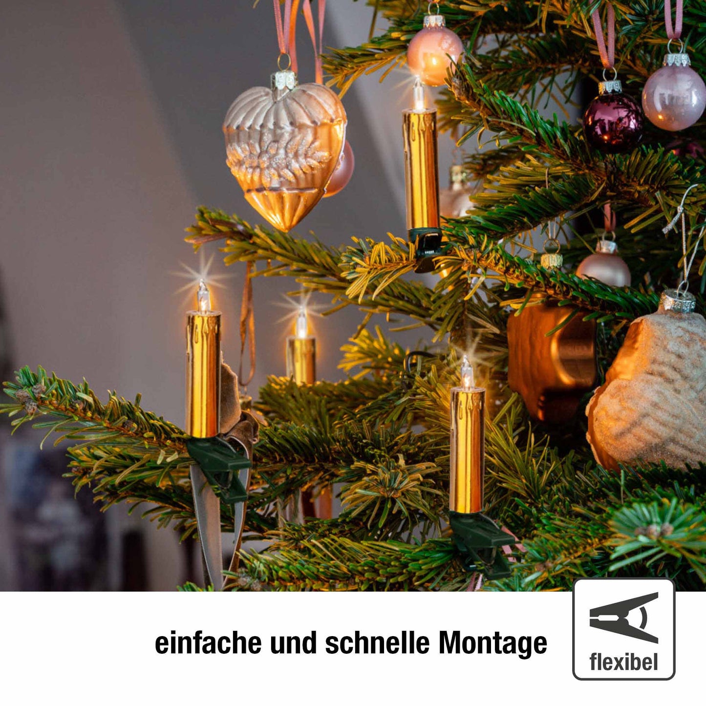 20-tlg. Minischaftkerzenkette,  innen 12,5m gold (Cha) 622034