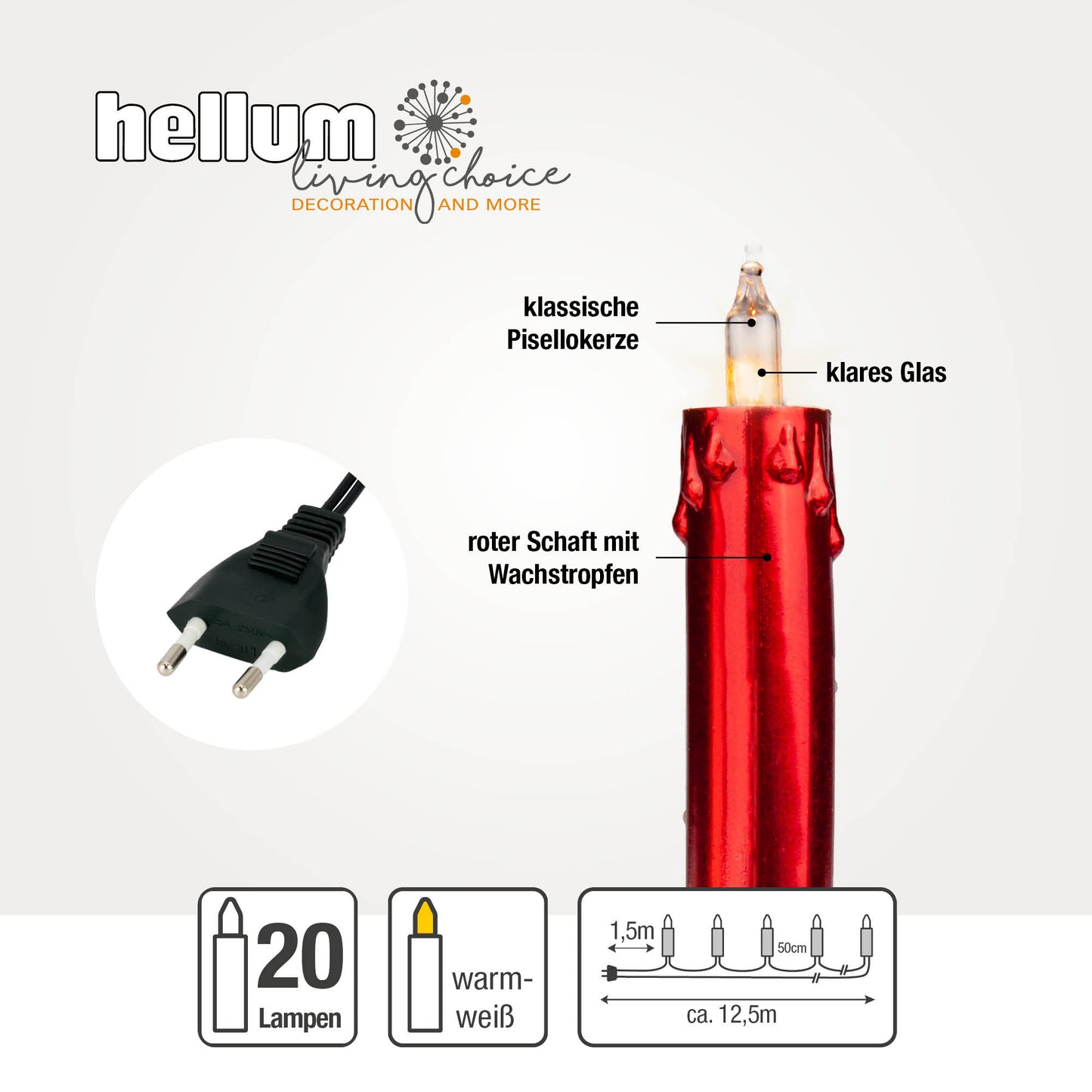 20er Minischaftkette rot klar innen 12,5m