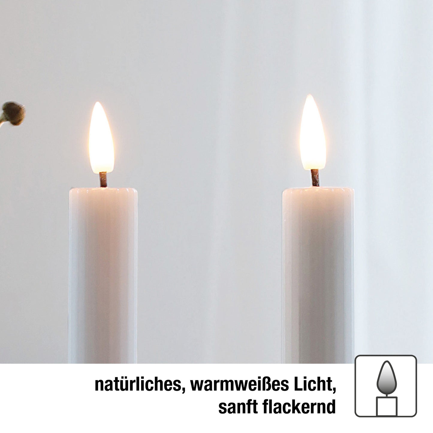 LED Stabkerzen grau 4 Stück aus Echtwachs, mit Timer und Fernbedienung, batteriebetrieben 153248