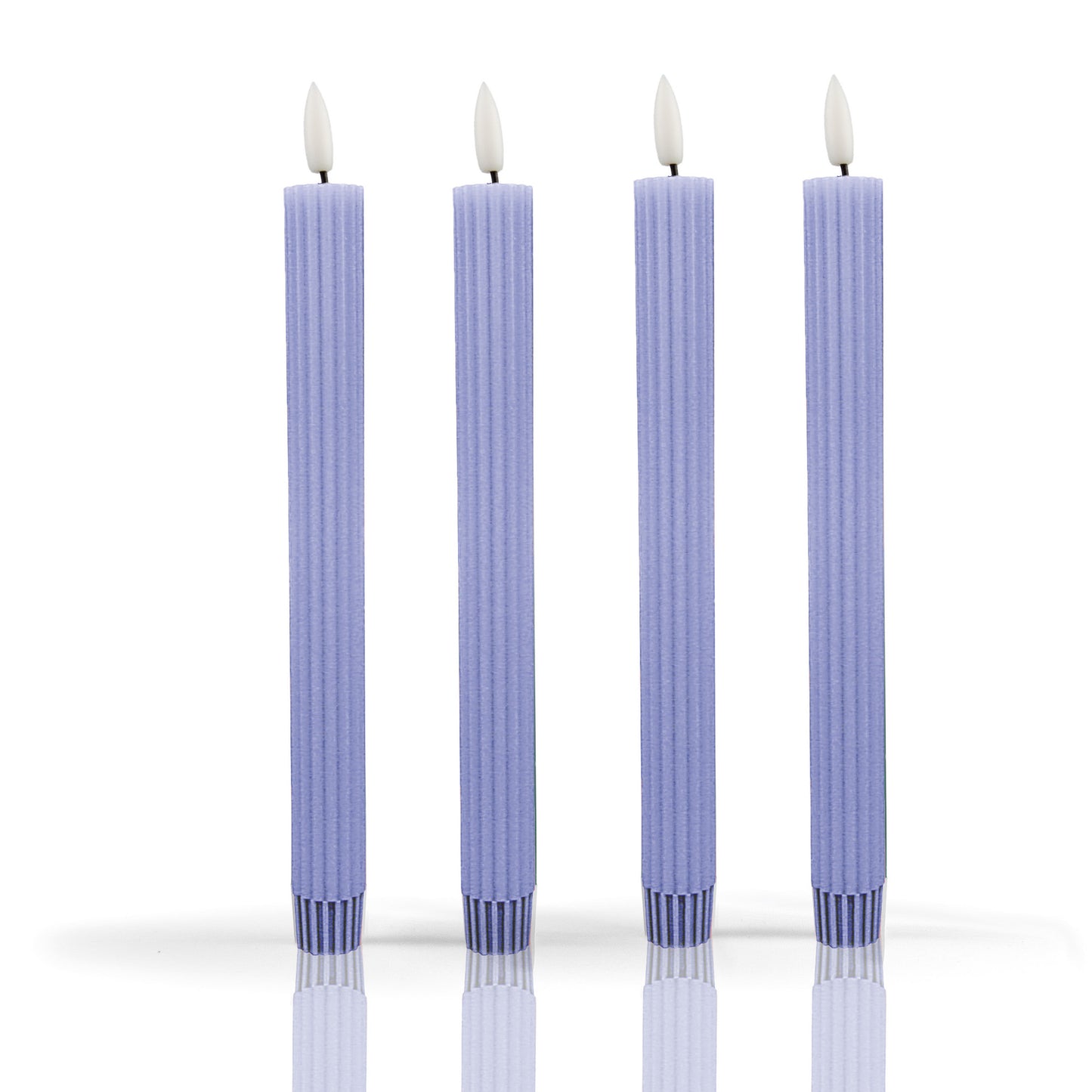 LED Stabkerzen Echtwachs 4er Set lila, 4 LED warmweiß, ⌀ 2,2 cm x 24,5 cm, Fernbedienung mit Timer, batteriebetrieben