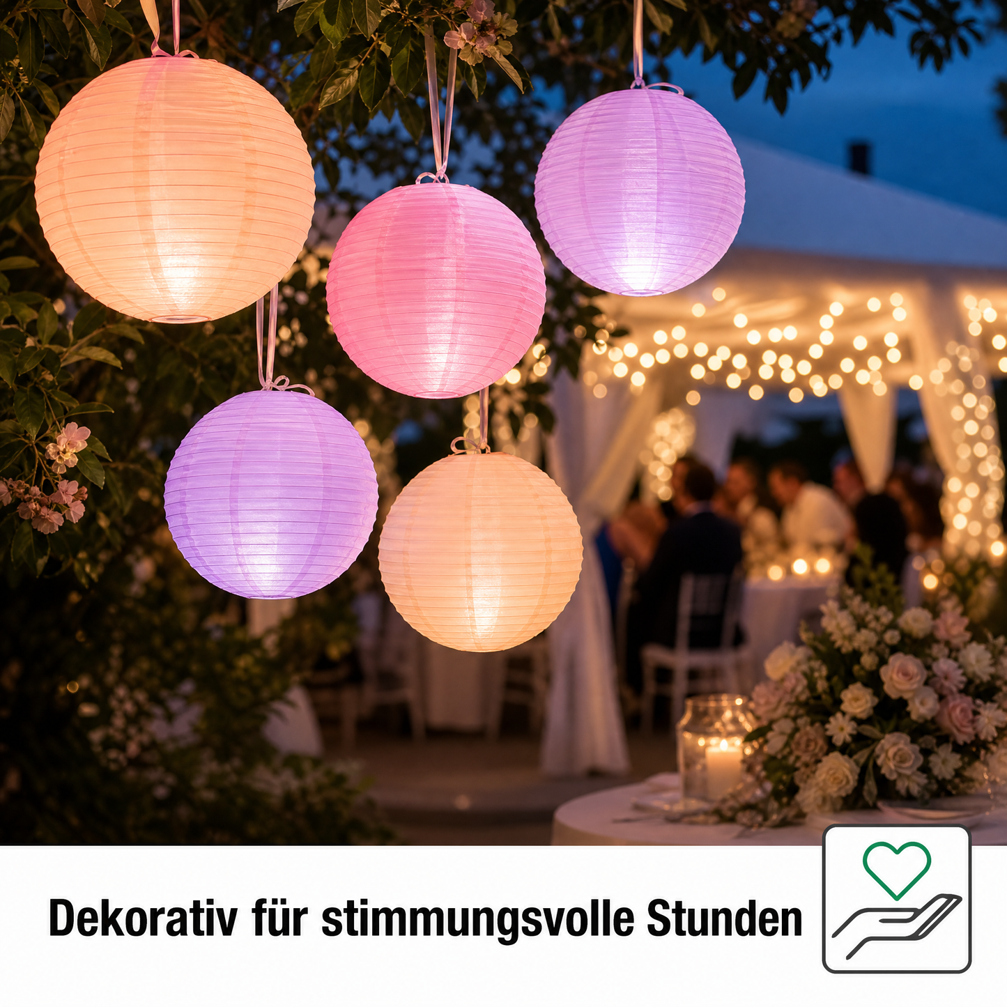 10er LED Lampions außen mit Fernbedienung,12 Farben, dimmbar Ø30cm mit Batterie