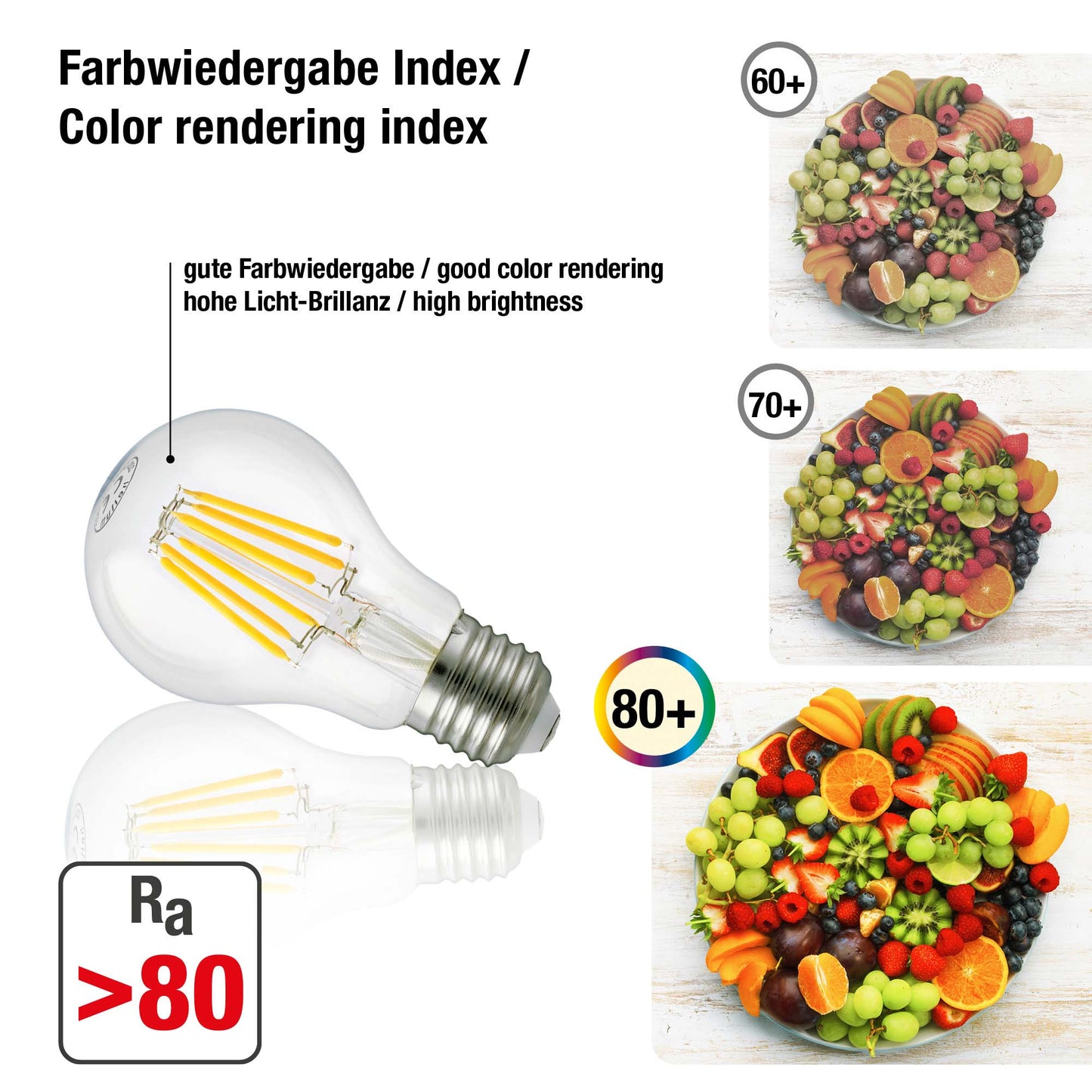 LED-Glühlampe A60,  E27, 7 W, 806 lm, klar
