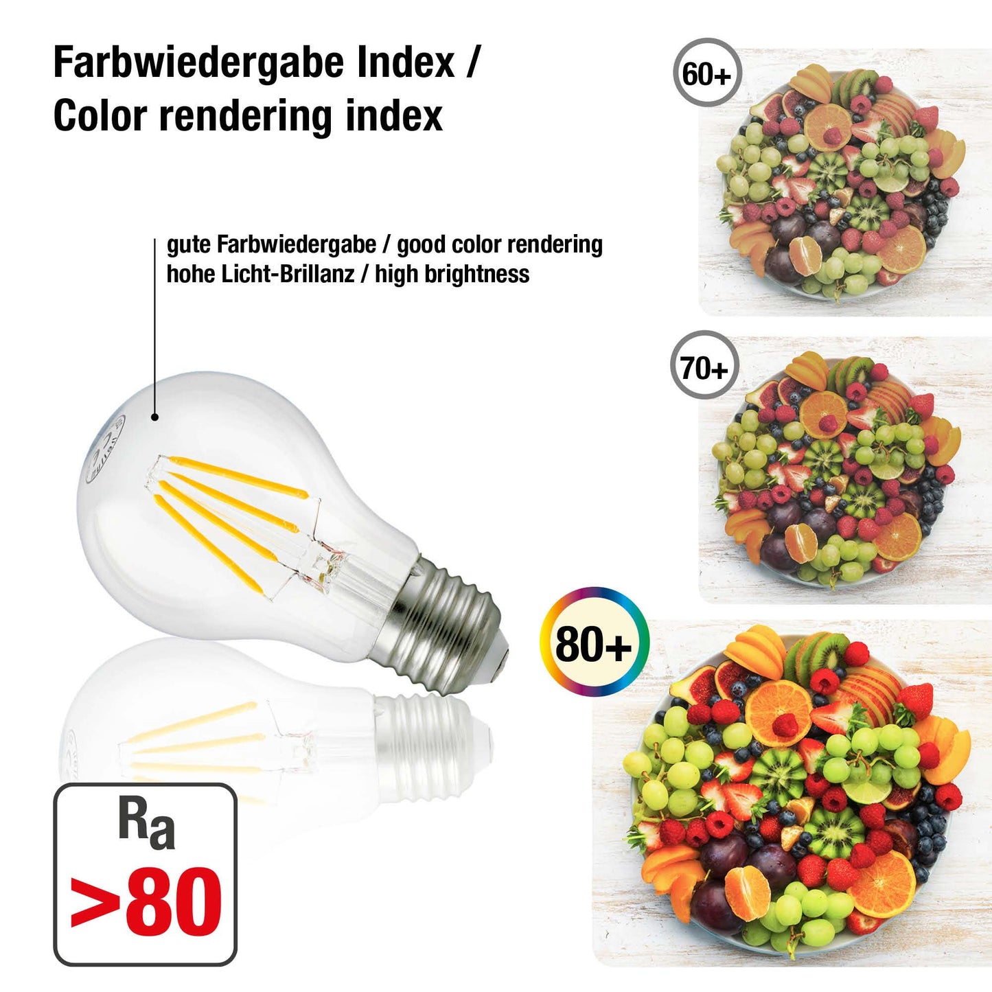 LED-Filament-Lampe A60, E27, 9.5W, Glas klar, 1055 lm_206159