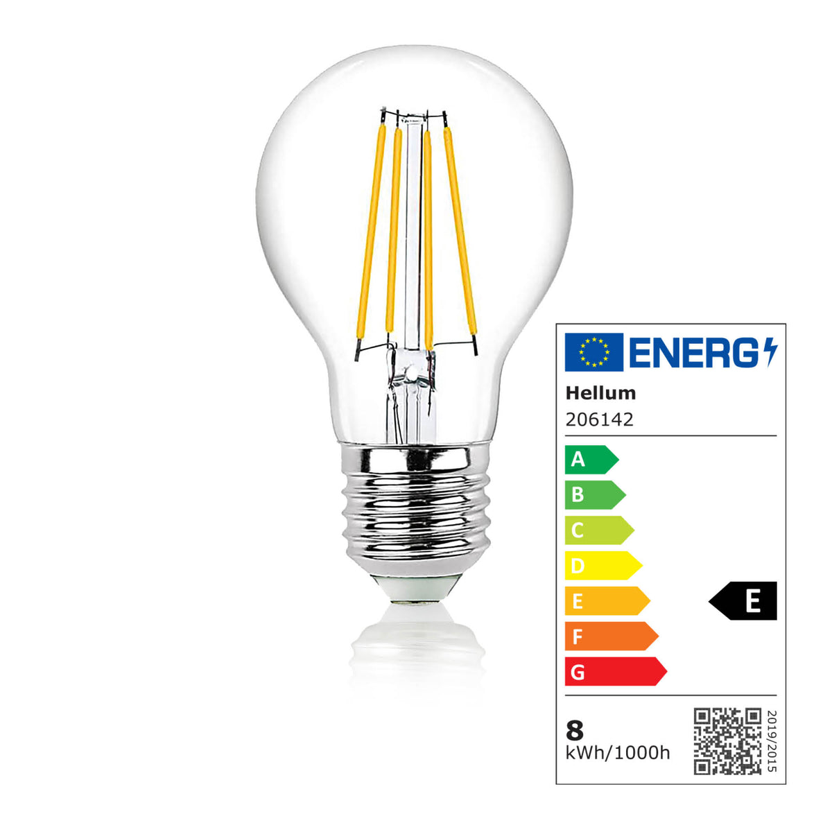 LED Glühbirne E27, warmweiß, dimmbar, 7,3W 806 Lumen, 90 Ra, klar, EPREL ID 1805545