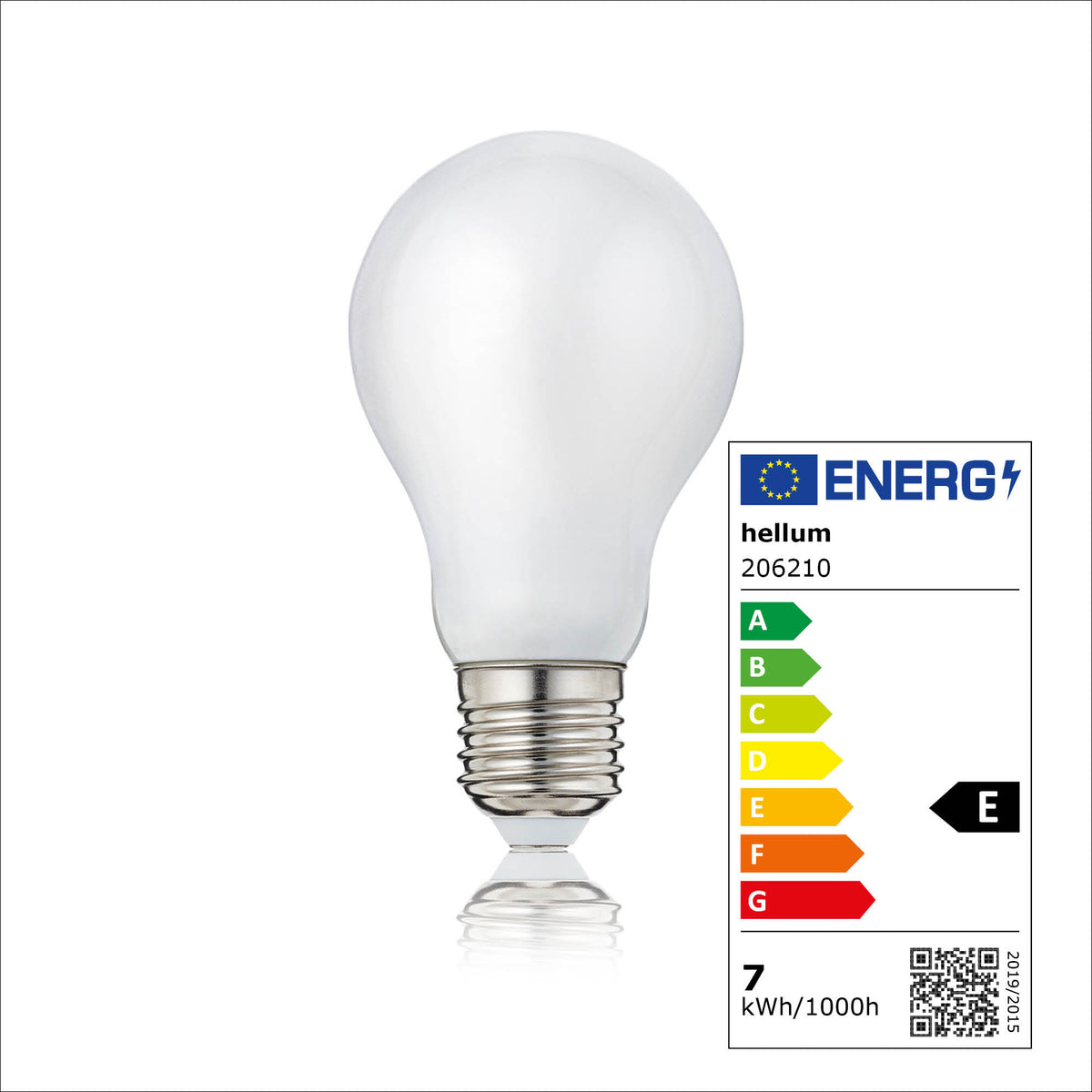 LED Glühbirne E27, warmweiß, 7W 806 Lumen, matt, EPREL ID 1359995