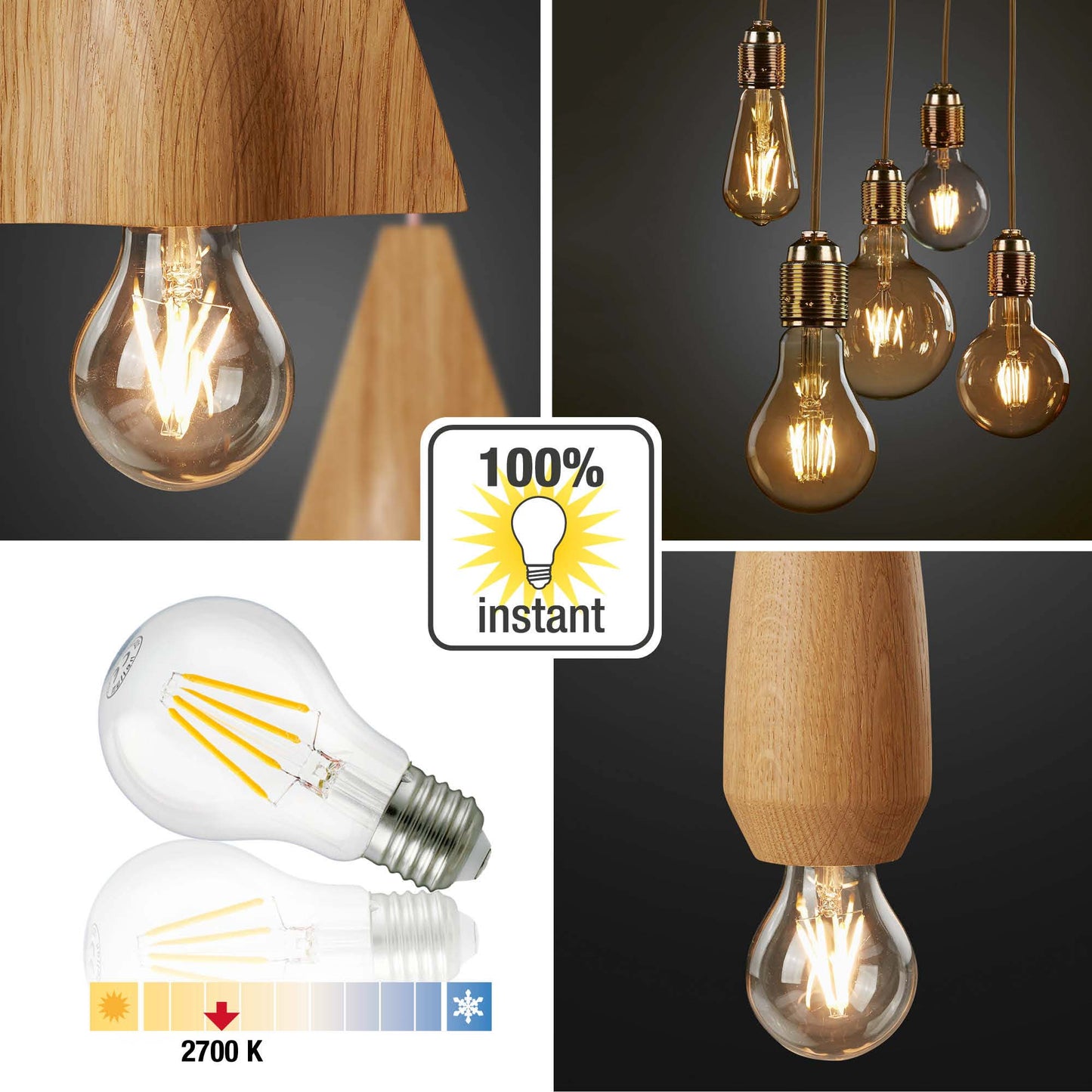 5er-Set_LED-Glühlampe A60,  E27, 4,2 W dimmbar, 470 lm, klar