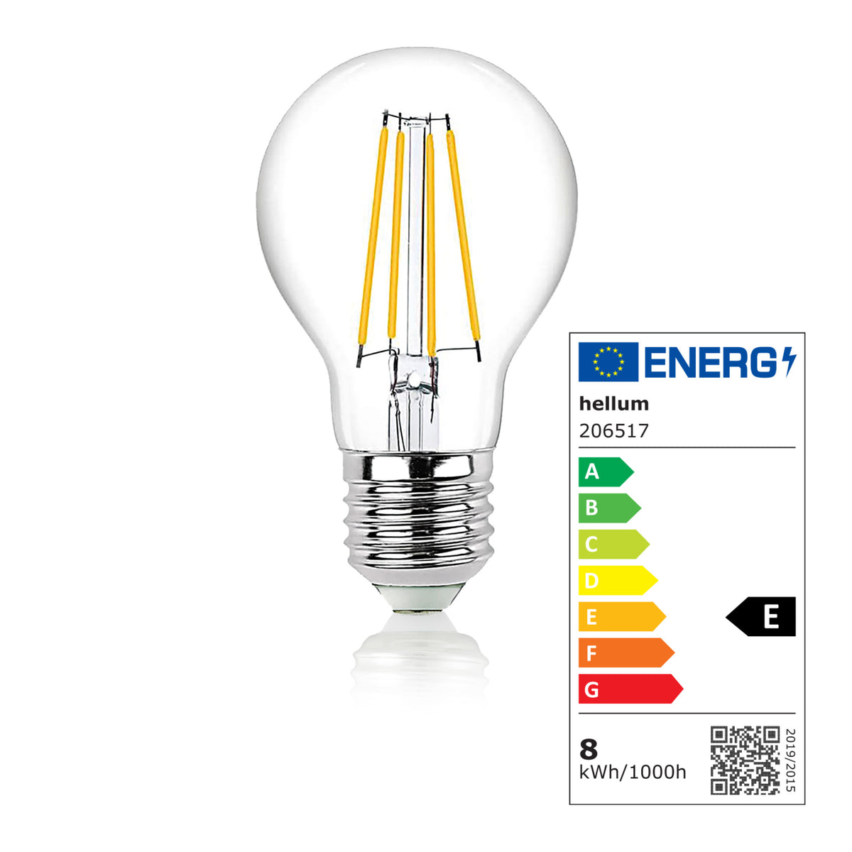 LED Glühbirne E27, warmweiß, dimmbar, 7,3W 806 Lumen, 90 Ra, klar, EPREL ID 1000719