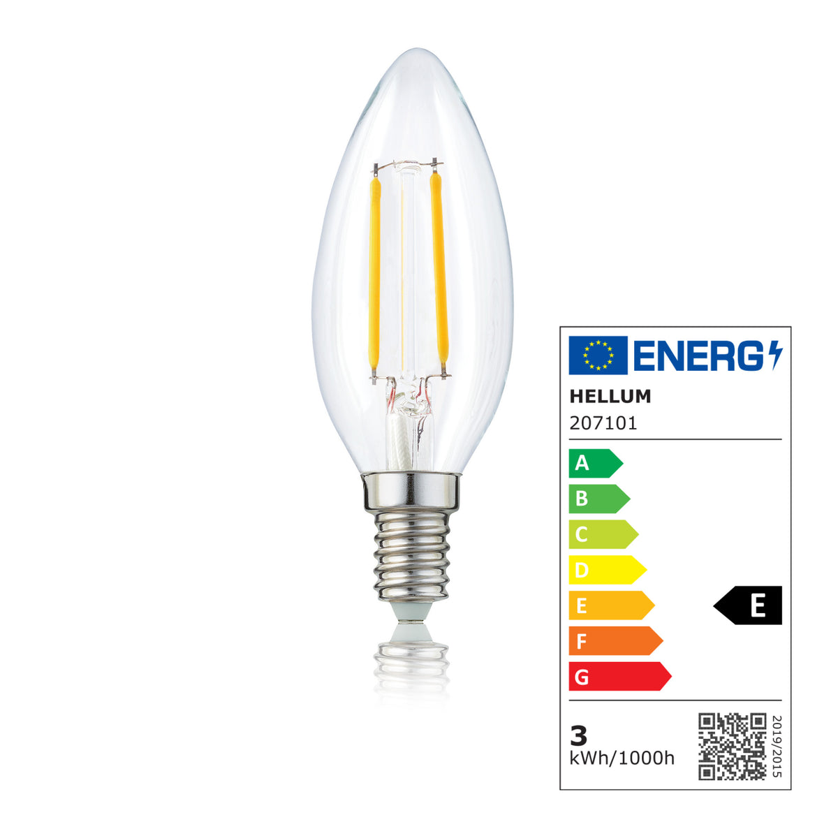 LED Kerzenbirne E14, warmweiß, 2,2W250 Lumen, klar, EPREL ID 2165782