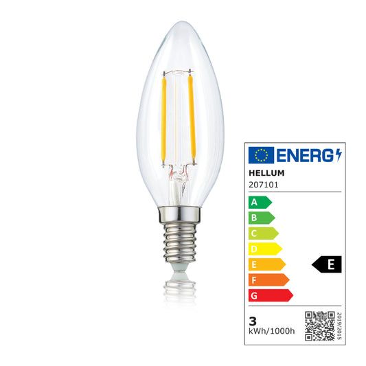 LED Kerzenbirne E14, warmweiß, 2,2W250 Lumen, klar, EPREL ID 2165782