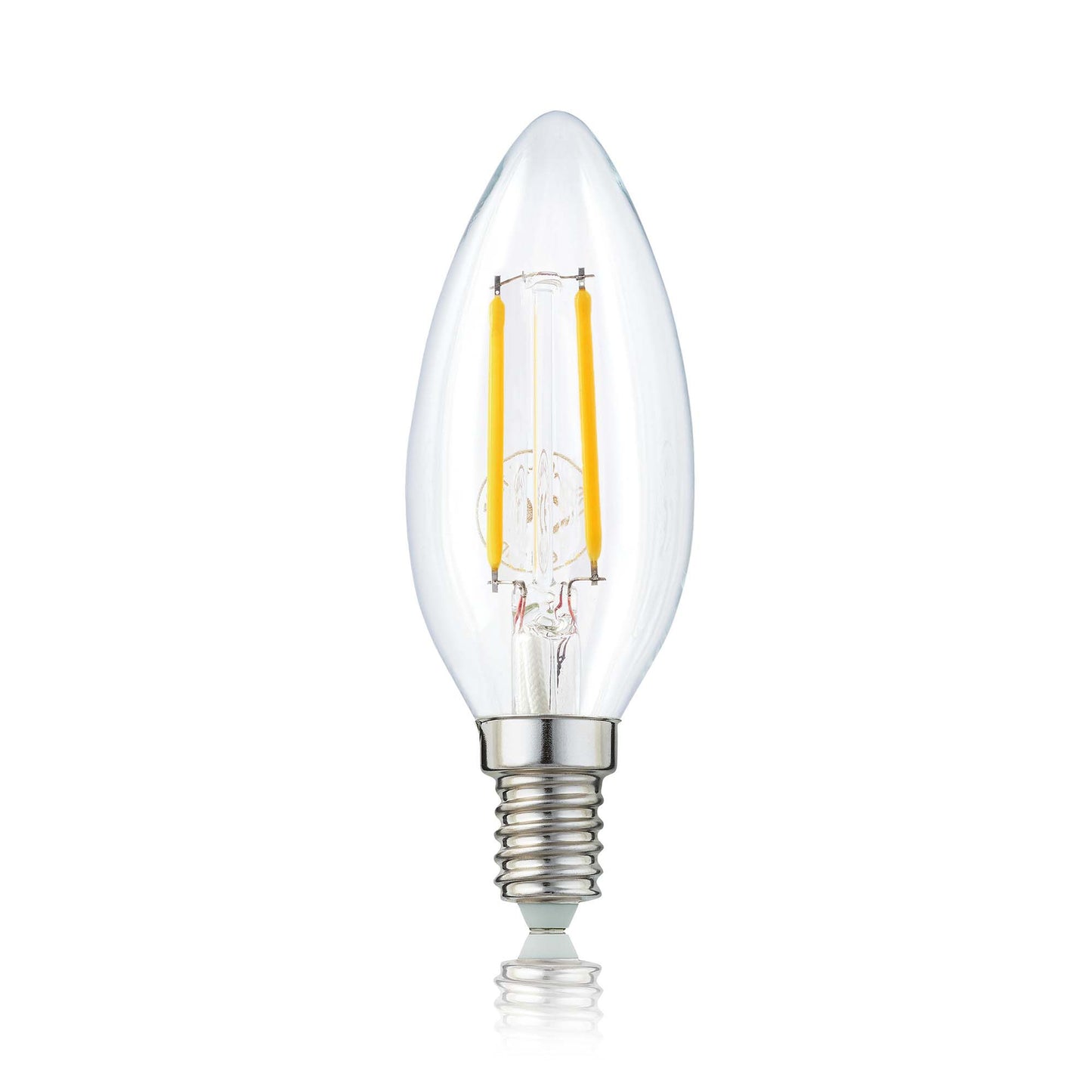 Hellum LED-Filament Glühbirne E14, Kerzenlampe 2,5W, 250 Lumen, C35 2700 Kelvin, warmweiss, 207101