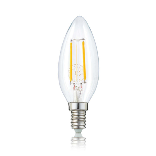 Hellum LED-Filament Glühbirne E14, Kerzenlampe 2,5W, 250 Lumen, C35 2700 Kelvin, warmweiss, 207101