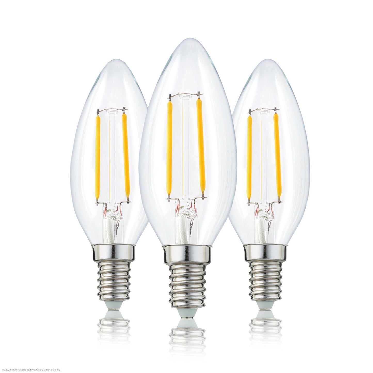 Hellum LED Glühbirne kerzenform E14, warmweiß, 2,2W, 250 Lumen, 2700 Kelvin 3-er Set 220155