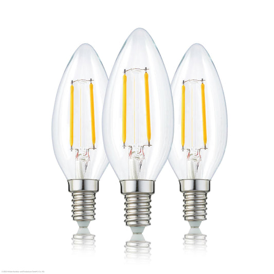 Hellum LED Glühbirne kerzenform E14, warmweiß, 2,2W, 250 Lumen, 2700 Kelvin 3-er Set 220155