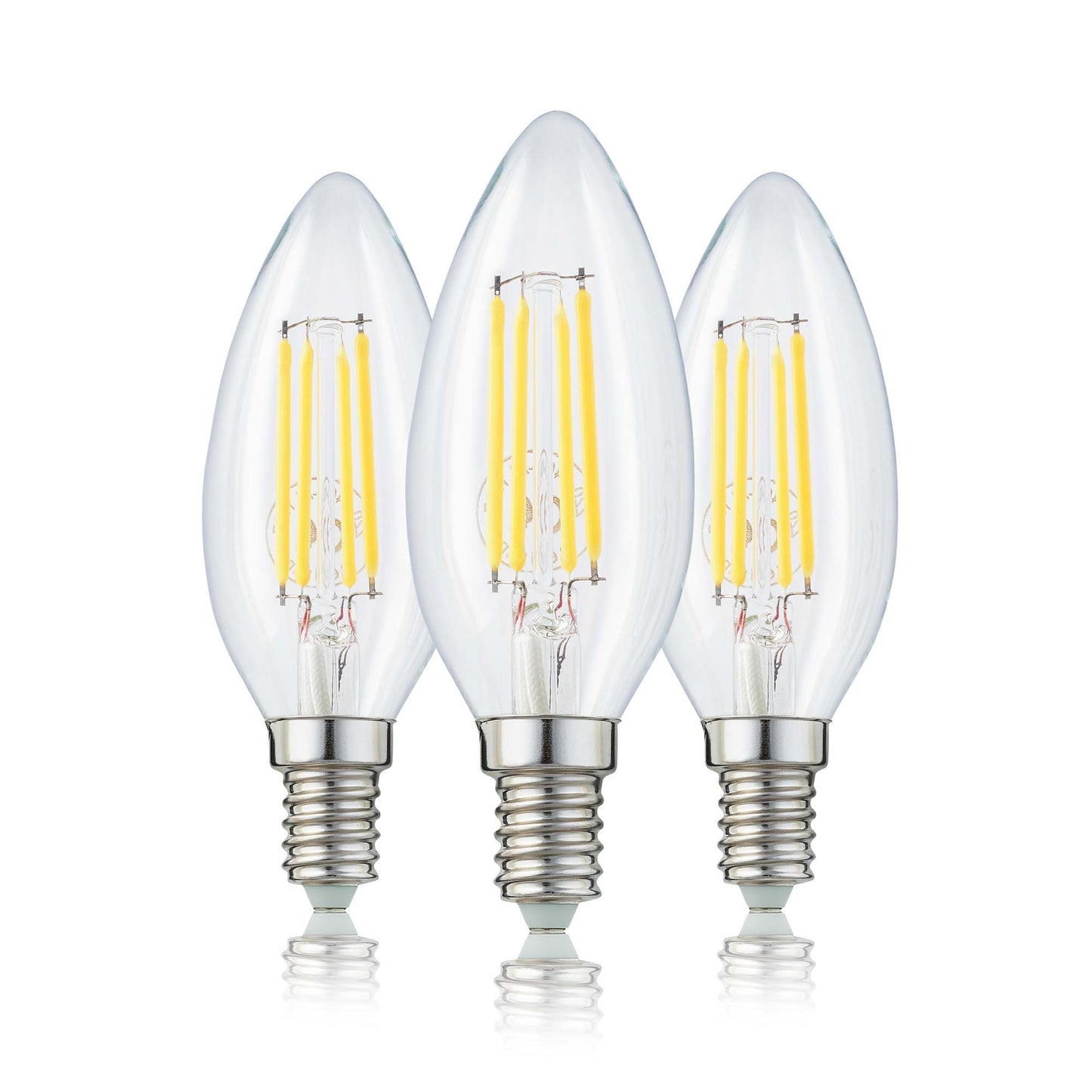 Hellum Kerznelampe, E14 LED Kerzenform, Warmweiß 2700K, 470 Lumen, 4,5W, C35, 3er Set 220186