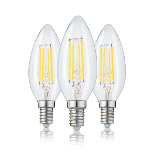 Hellum Kerznelampe, E14 LED Kerzenform, Warmweiß 2700K, 470 Lumen, 4,5W, C35, 3er Set 220186