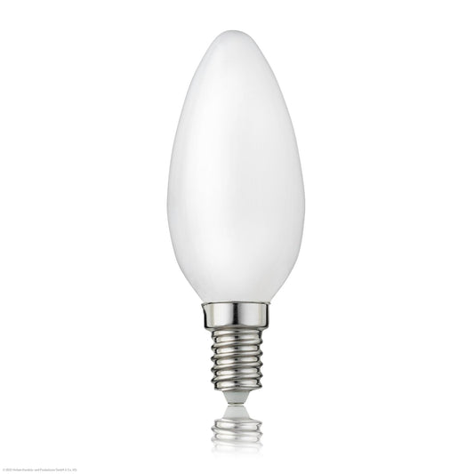 Hellum LED-Filament Glühbirne, E14, 2,5W, 250 Lumen, C35, 2700 Kelvin, warmweiß, matte Kerzenlampe 1 Stück 207200
