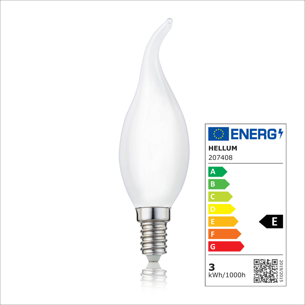 LED Kerzenlampe Windstoß E14, warmweiß, 2,2W 250 Lumen, matt, EPREL ID 2181335