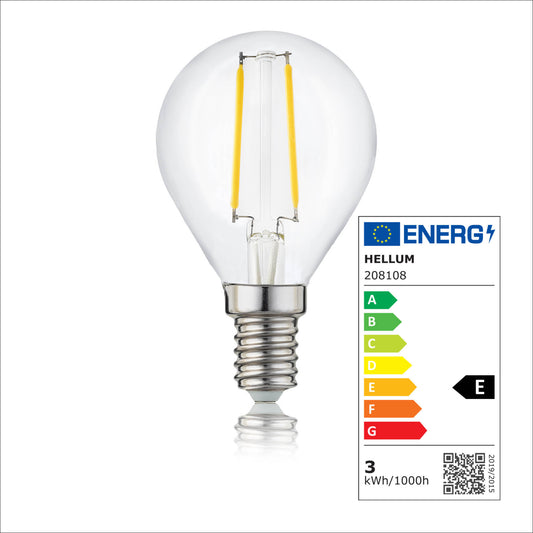 LED Glühbirne E14, warmweiß, 2,2W 250 Lumen, klar, EPREL ID 2165100