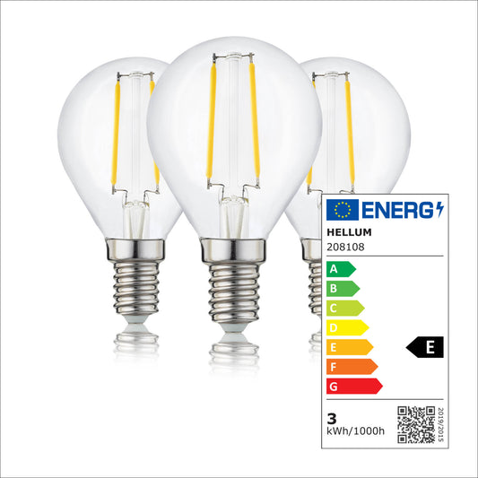 LED Glühbirne E14, 3er Set warmweiß, 2,2W 250 Lumen, klar, EPREL ID 2165100