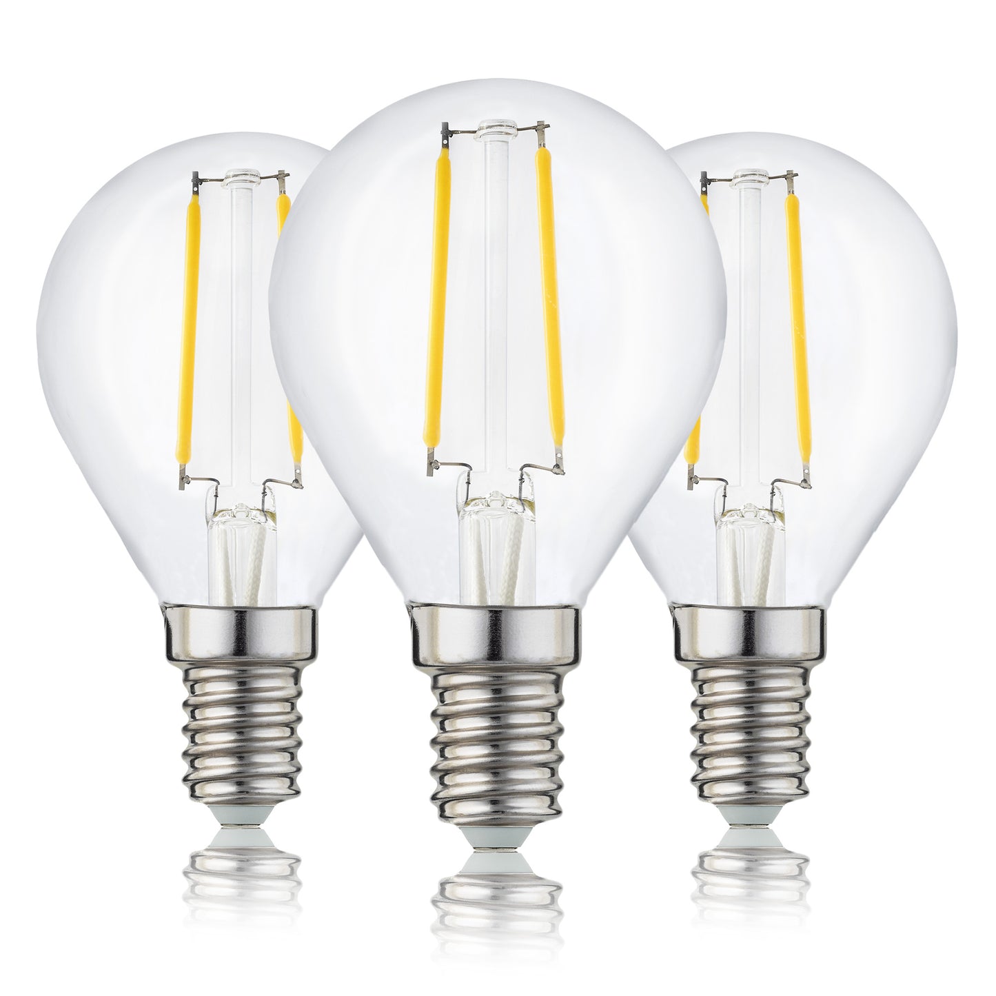 3er-Set_LED-Tropfenlampe G45,  E14, 2,2 W, klar