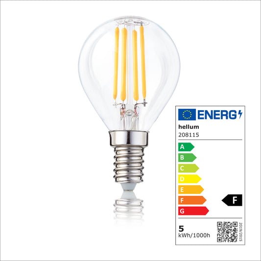 LED Glühbirne E14, warmweiß, dimmbar, 4,2W 470 Lumen, 90 Ra, klar, EPREL ID 1359972