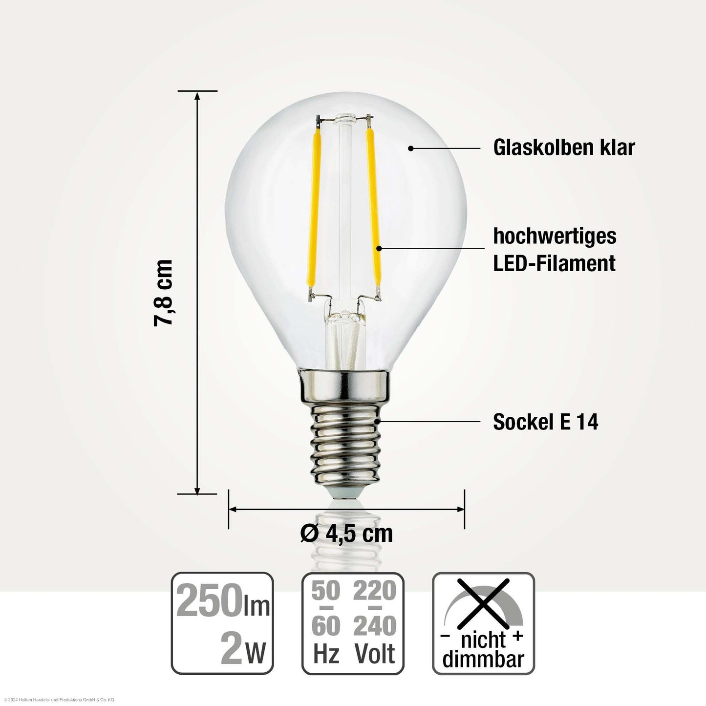 3er-Set_LED-Tropfenlampe G45,  E14, 2,5 W, 250 L, klar