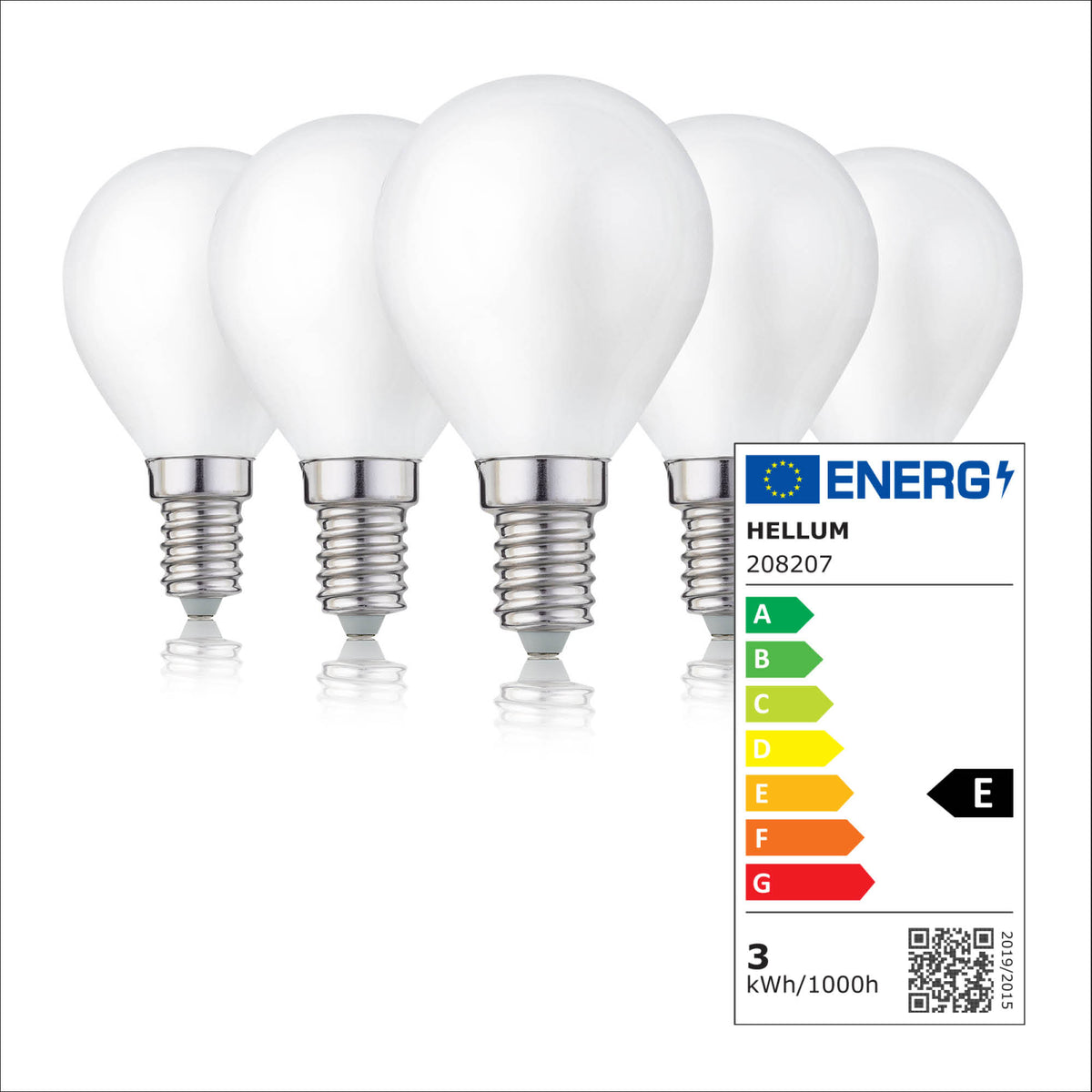 LED Glühbirne E14, 5er Set warmweiß, 2,2W 250 Lumen, matt, EPREL ID 2165576