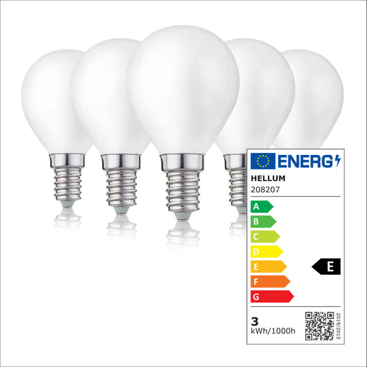 LED Glühbirne E14, 5er Set warmweiß, 2,2W 250 Lumen, matt, EPREL ID 2165576