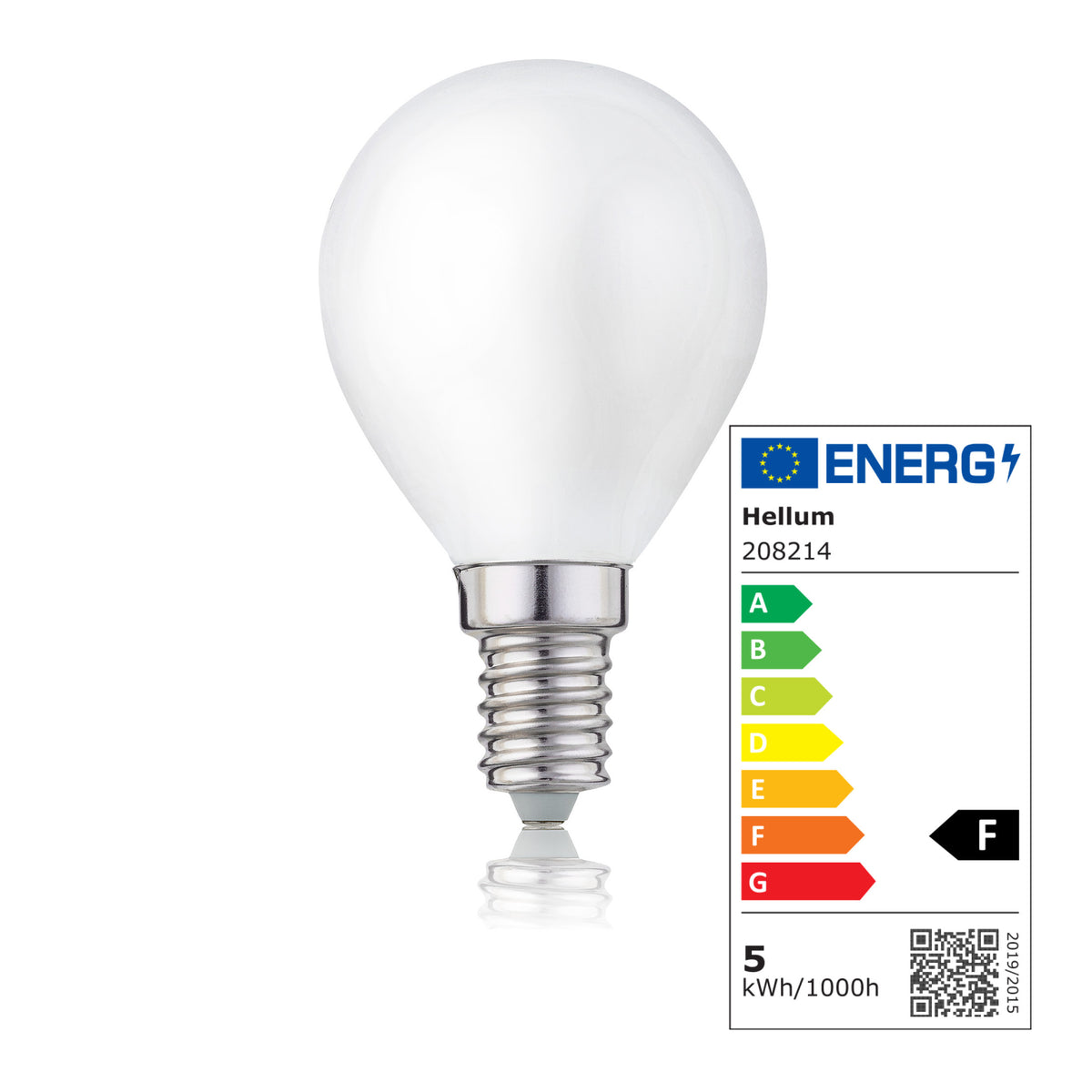 LED Glühbirne E14, warmweiß, 4,5W 470 Lumen, matt, EPREL ID 1177294