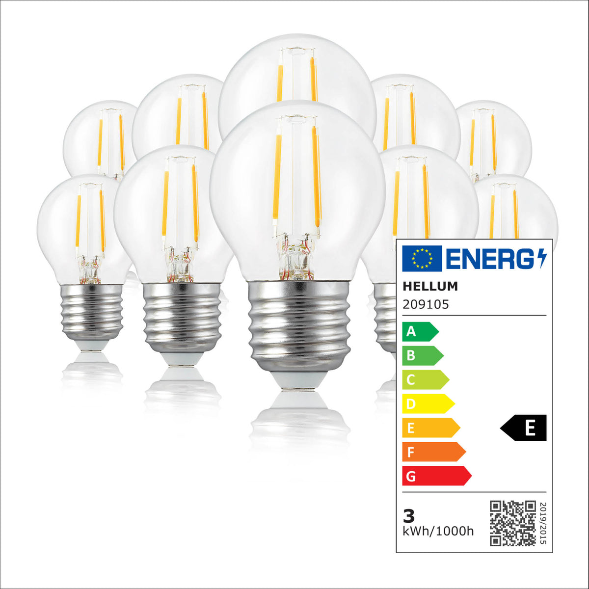 LED Glühbirne E27, 10er Set warmweiß, 2,2W 250 Lumen, klar, EPREL ID 2165830