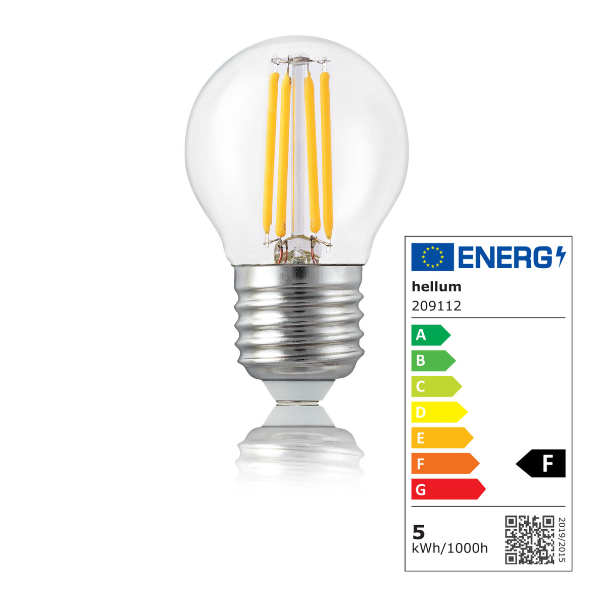 LED Glühbirne E27, warmweiß, 4,5W 470 Lumen, klar, EPREL ID 1353723