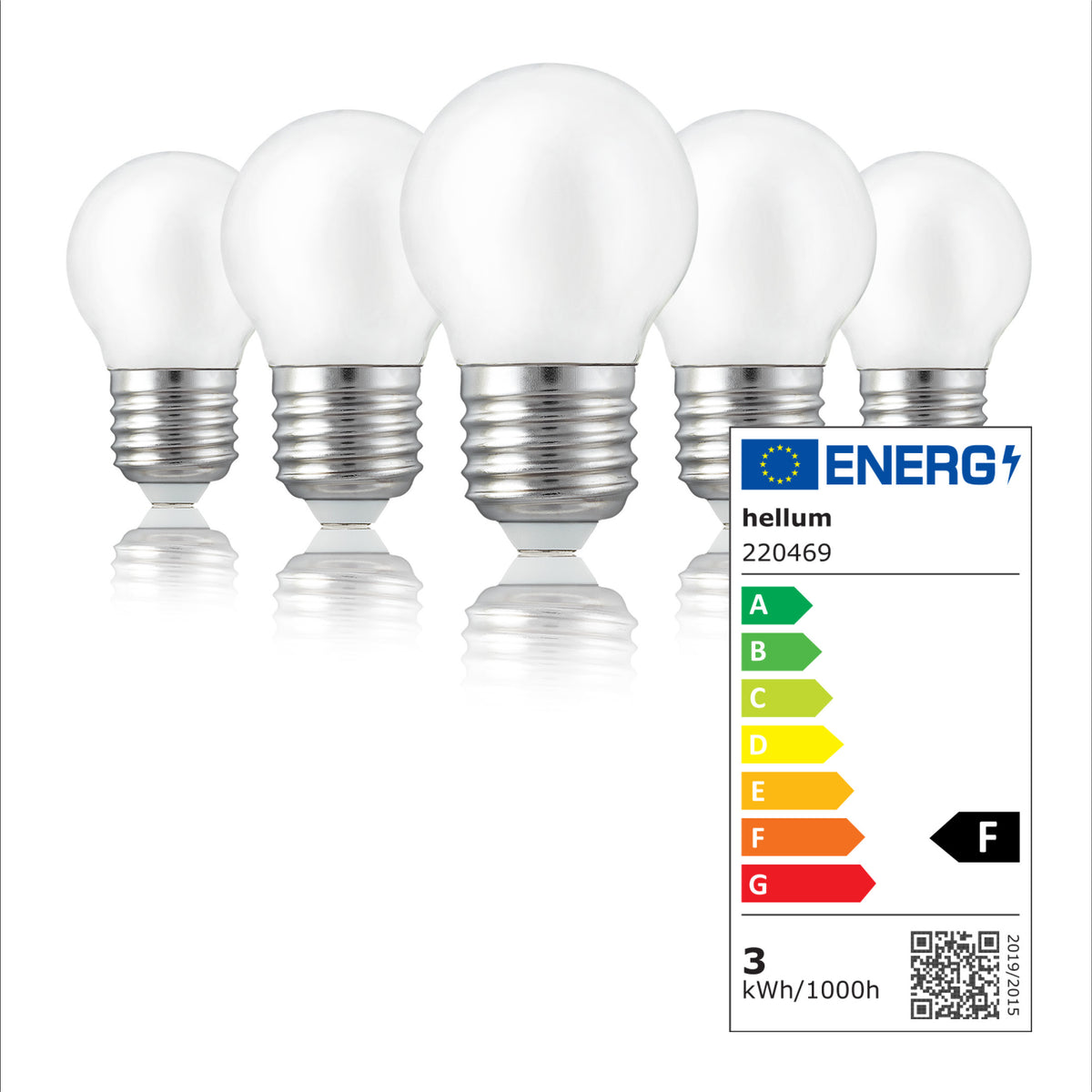 LED Glühbirne E27, 5er Set warmweiß, 2,2W 250 Lumen, matt, EPREL ID 1358576