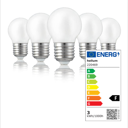 LED Glühbirne E27, 5er Set warmweiß, 2,2W 250 Lumen, matt, EPREL ID 1358576
