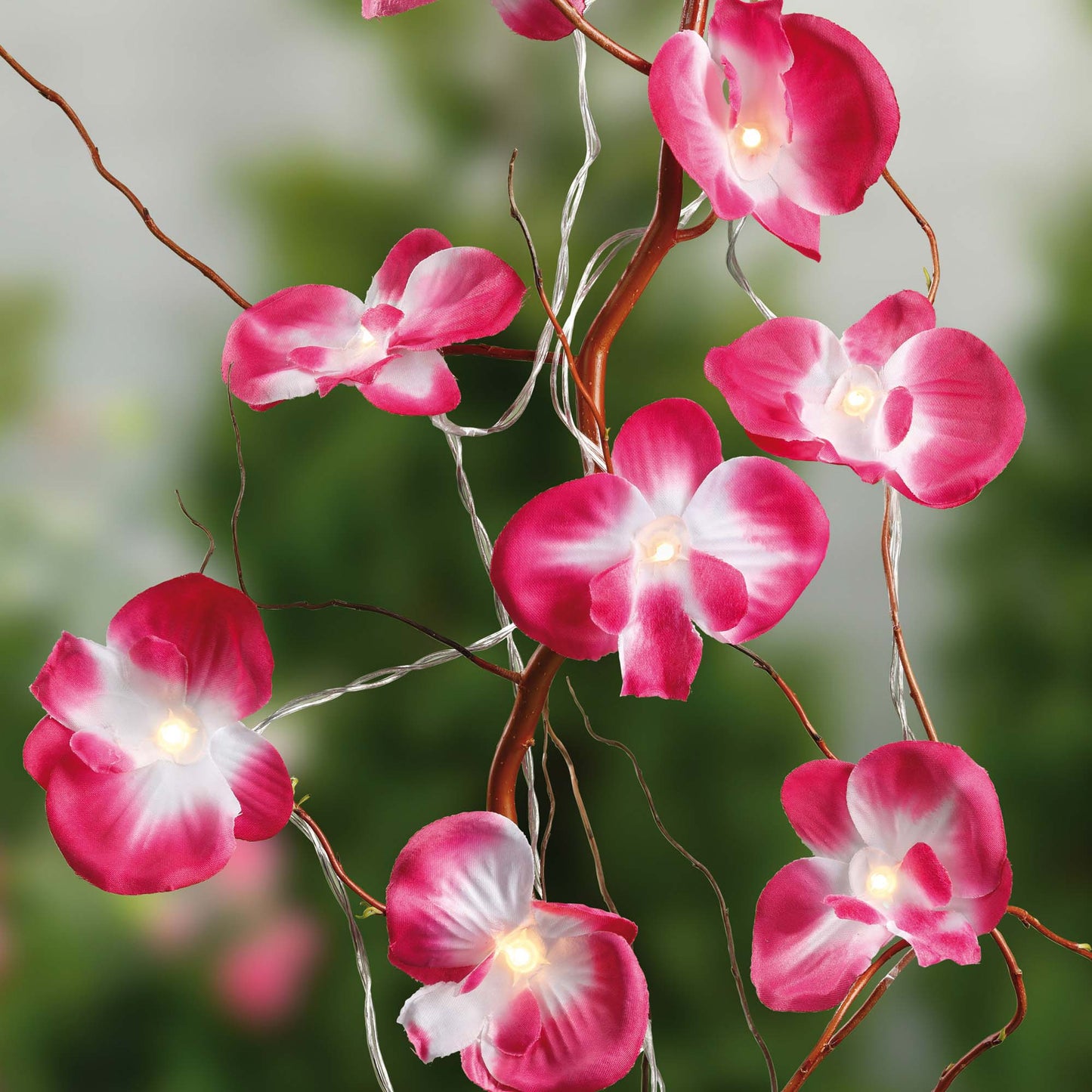 2er Set 10-tlg.LED-Lichterkette mit Orchideen, batteriebetrieben 300178