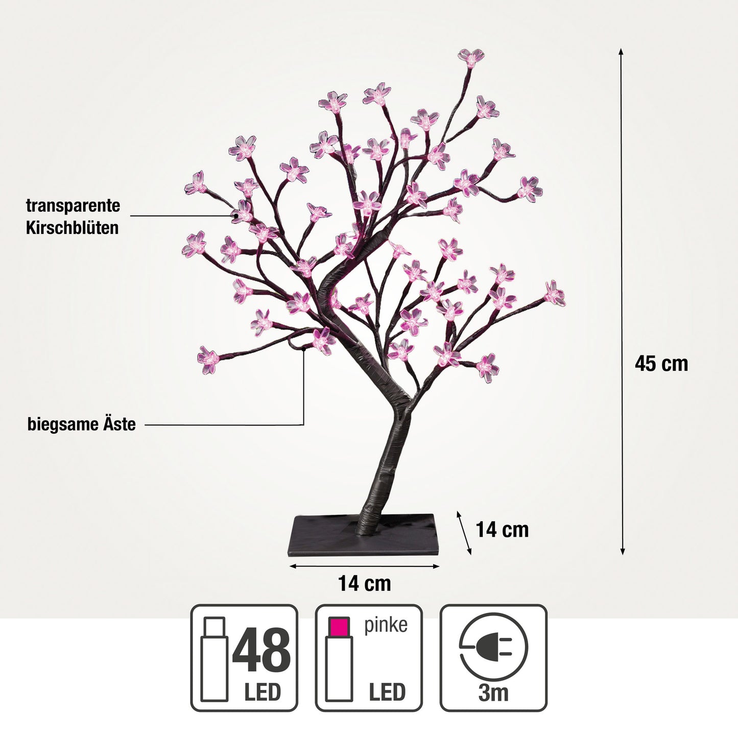 LED-Baum mit Kirschblüten, 48 LEDs
