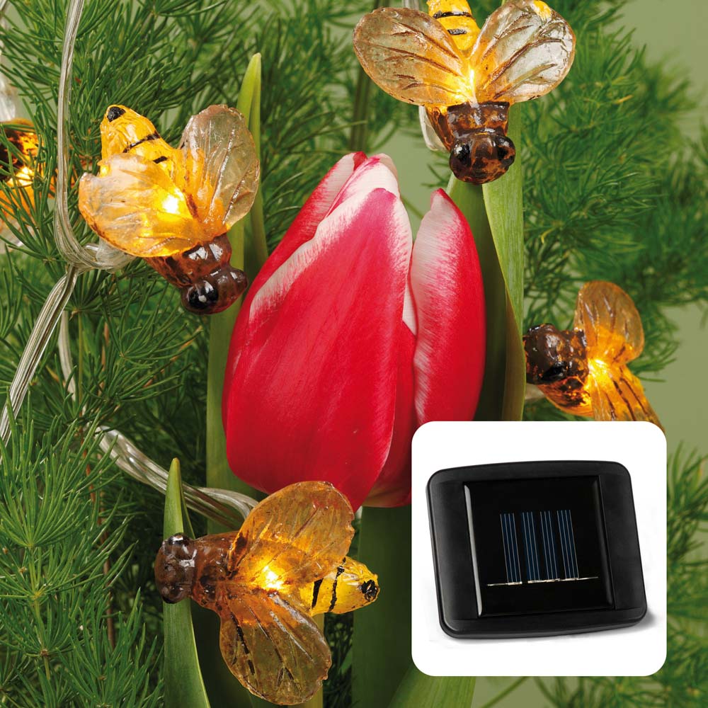 Solar Bienen Lichterkette, 20 LED, Lichterkette außen solar, 380 cm Lichtlänge
