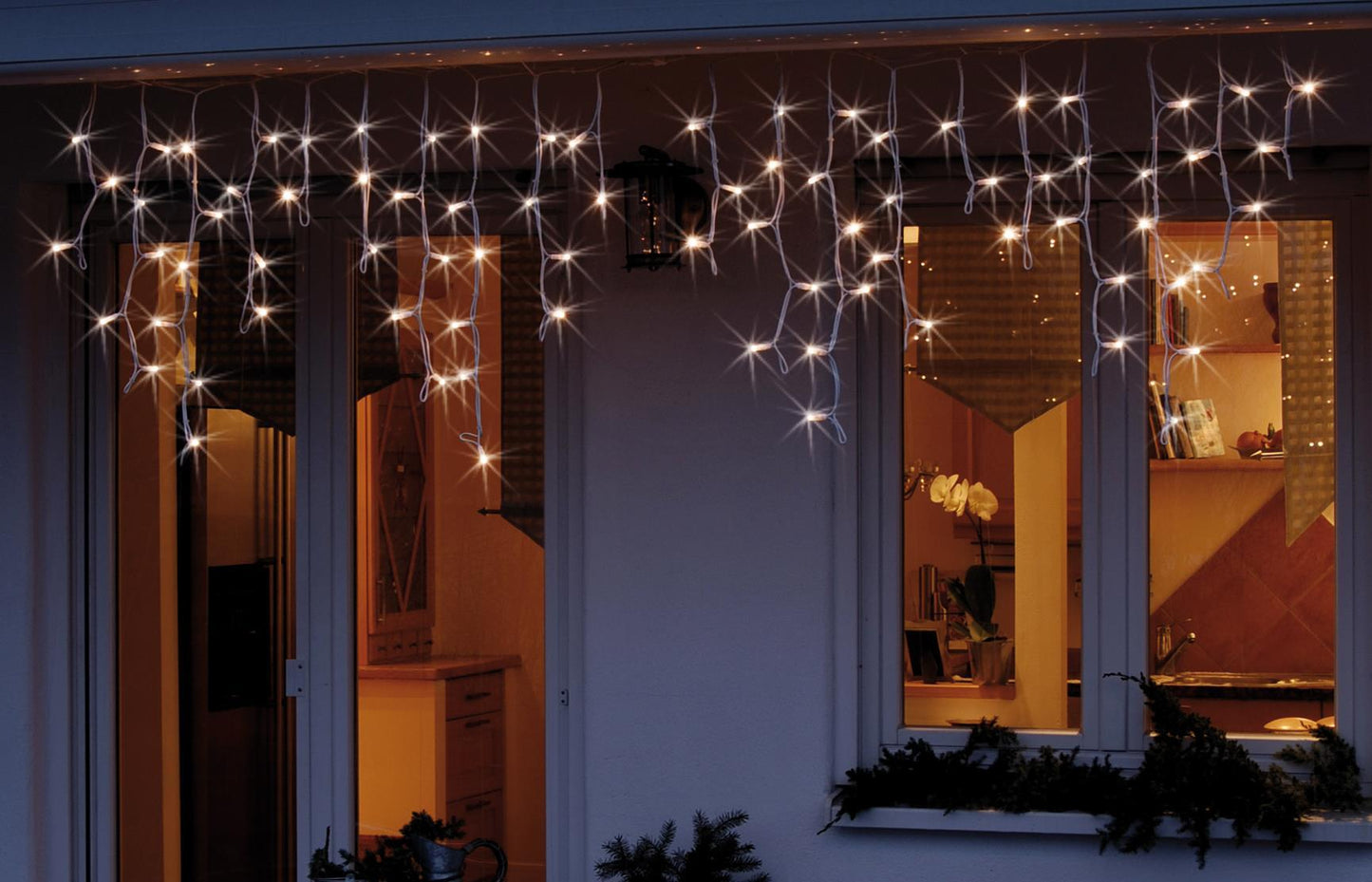 LED-Eislichtvorhang, 80 LEDs ww, verlängerbar, ohne Zuleitung