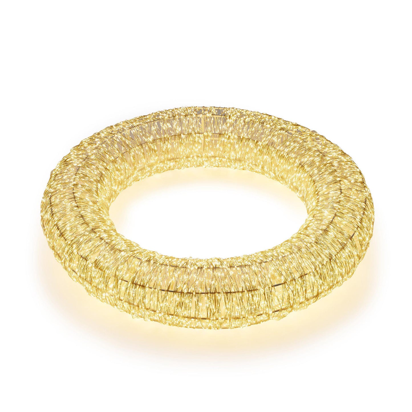 LED-Kranz mit Tauperlen, 2650L, φ40cm, warm-weiß, silber Kabel, Außen-Trafo, new